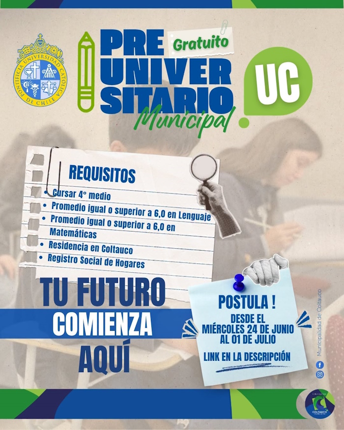 Preuniversitario Municipal gratuito en Coltauco