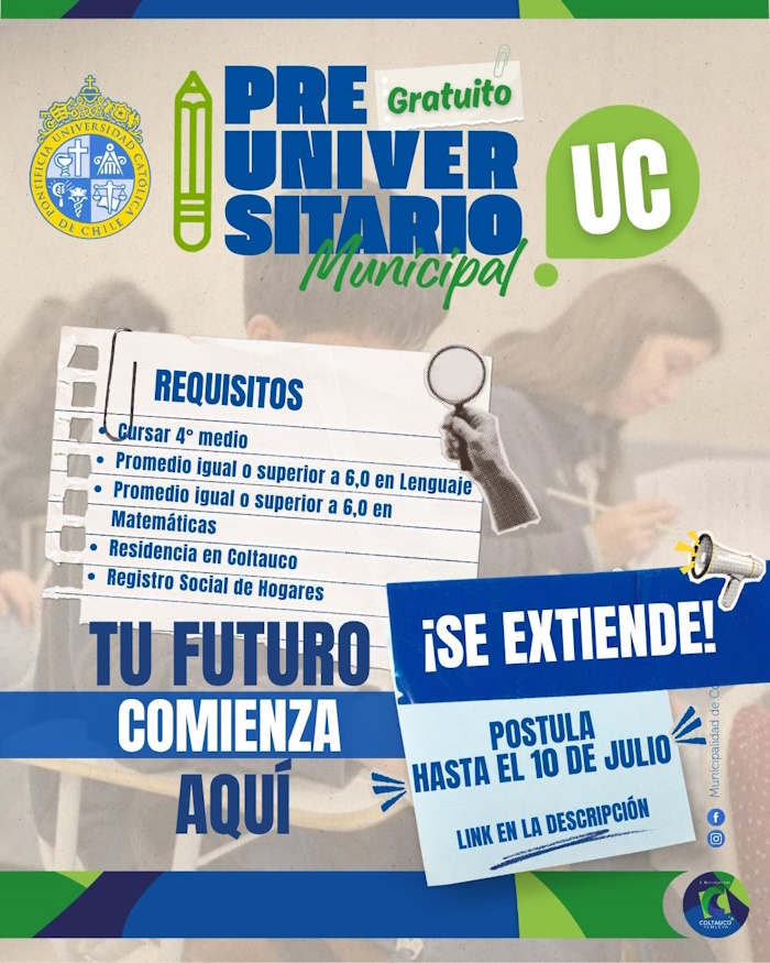 Preuniversitario Municipal gratuito en Coltauco