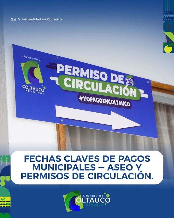 Fechas claves de pagos municipales — Aseo y Permisos de Circulación.